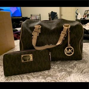 Michael Kors brown and gold purse